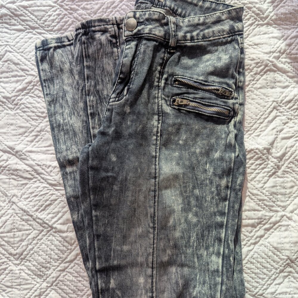 Mind Code High Rise Acid Wash Skinny Jeans